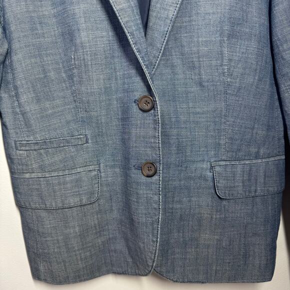 J. Crew School Boy Blazer Women Size 6 Blue 100% Cotton Pocket Old Money #41689 - Picture 4 of 8